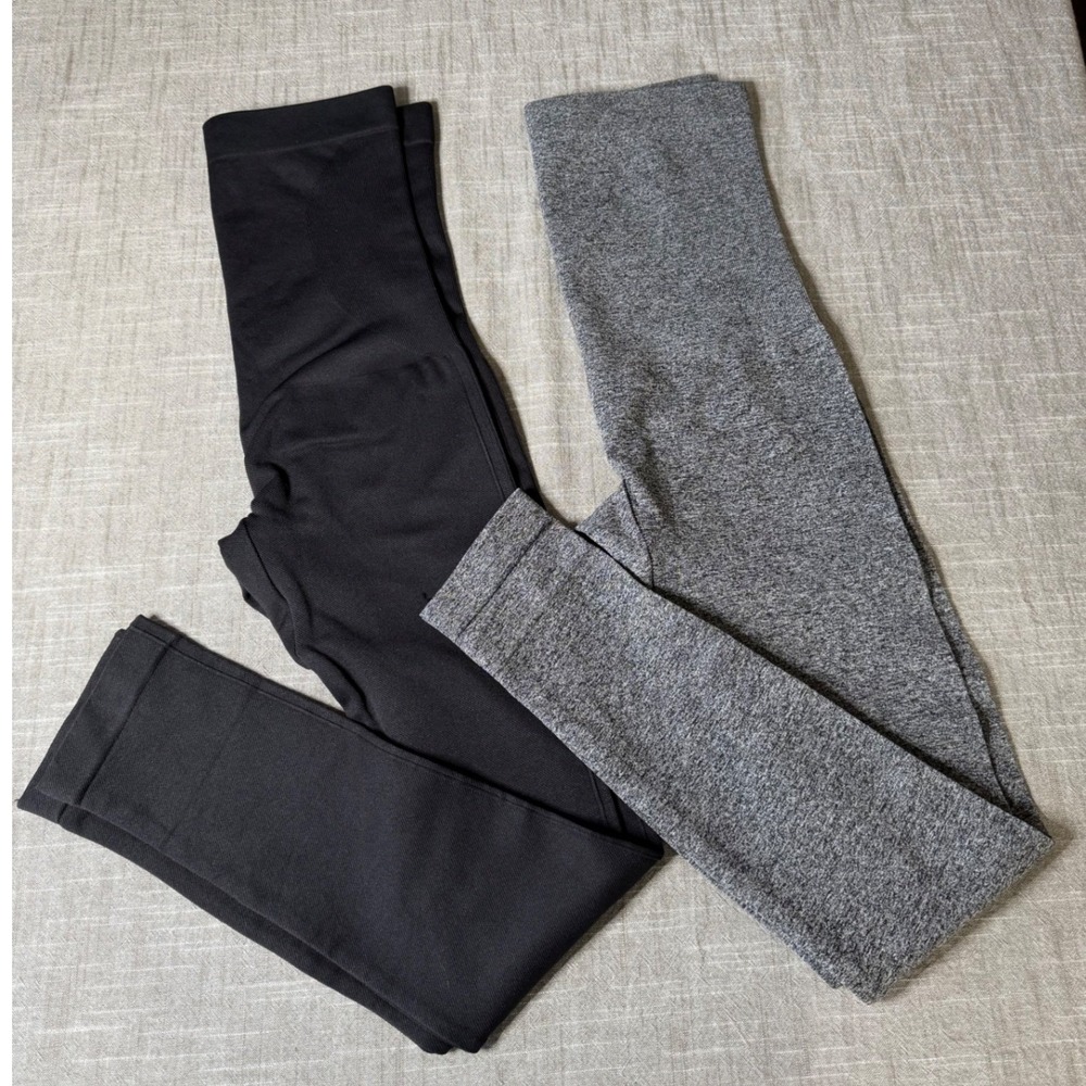 Shapermint Essentials High Waisted Leggings Bundle Black Gray Women Size M/M 2pk